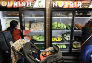 Mothers shopping at the Nourish Food Pantry at Watsonville Community Hospital